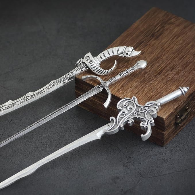 3Pcs Sword Hair Pins - Medieval Renaissance Gothic Hair Sticks for Women, Vintage Metal Hair Chopsticks for Bun Updo, Renaissance Accessories Medieval Accessories