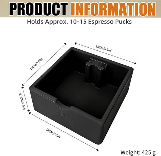 Silicone Espresso Knock Box, Durable Barista Knock Box for Coffee Grounds | Quiet Non-Slip Coffee Puck Bin, Universal Countertop Espresso Accessories, High Capacity, Large-Opening Design