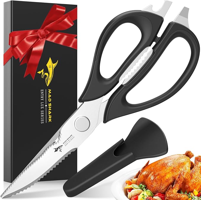 Kitchen Scissors All Purpose Kitchen Shears Come Apart Stainless Steel | Utility Scissors Comfort Grip,Heavy Duty Poultry Shears for Chicken,Meat,Fish,Dishwash Safe (NEW WITH MAGNETIC HOLDER)