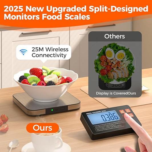 Food Kitchen Scale - TRUDIN Digital Food Weight Grams and Oz,USB Charging,Max.22lb/10kg,1g/0.05oz Accuracy,5 Units with Large Backlit LCD,Waterproof Easy-Clean (Light Silver)