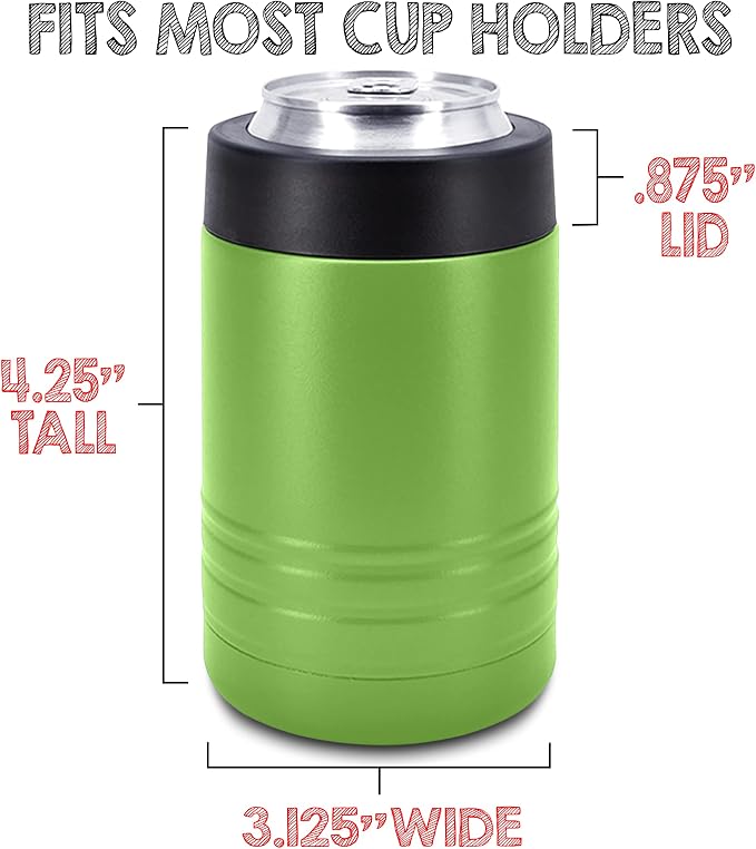 4-in-1 Stainless Steel 12 oz Double Wall Vacuum Insulated Can or Bottle Cooler Keeps Beverage Cold for Hours - Also Fits 16 oz Cans - Powder Coated Olive Drab Green - Clear Water Home Goods