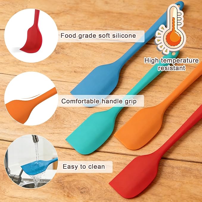 Juome Silicone Chocolate Melting Cup Set with 4PCS Silicone Measuring Cups for Melting Chocolate (250ml, 350ml) & 4PCS Jar Spatulas, Heat-Resistant, Baking Supplies Accessories for DIY Chocolate Molds