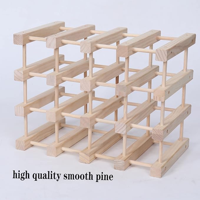Wine Rack Small countertop Cabinet Stackable Storage Wooden freestanding Floor Wine Holder (20 Bottles)