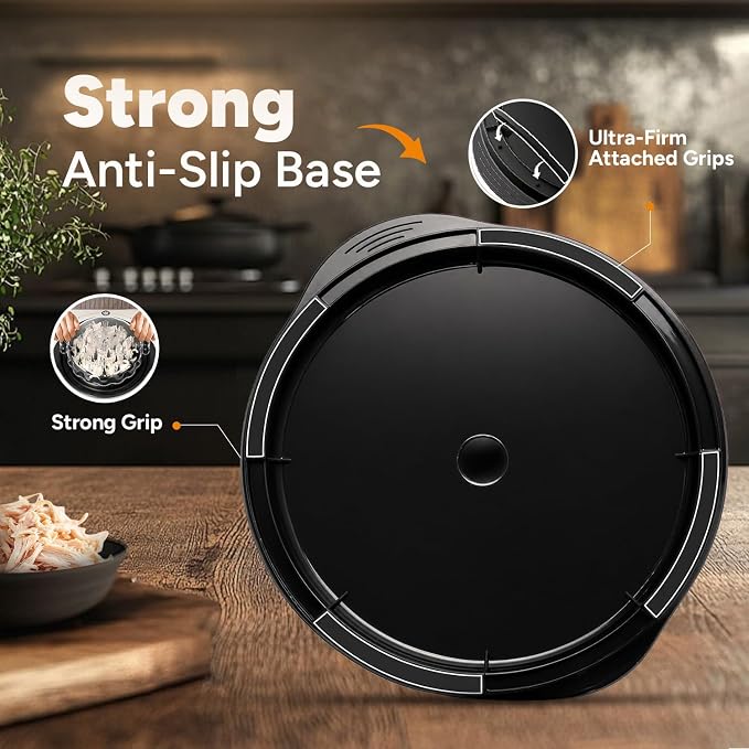 Large Chicken Shredder Tool Twist 10" Pro Visible Meat Shredders Twist for Chicken Breast Ergonomic Handle with Removable Tray, Anti-Slip Base Meat Grinder for Chicken, Pork, Beef & Fish – Black