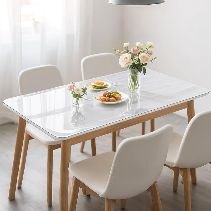 Clear Table Protector 40 x 80 Inch, 1.9mm Thick Waterproof PVC Plastic Table Cover, Durable Table Pad for Dining Room, Kitchen, Writing Desk, and Coffee Tables
