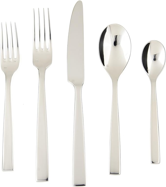 Fortessa Spada 18/10 Stainless Steel Flatware, 5 Piece Place Setting, Service for 1
