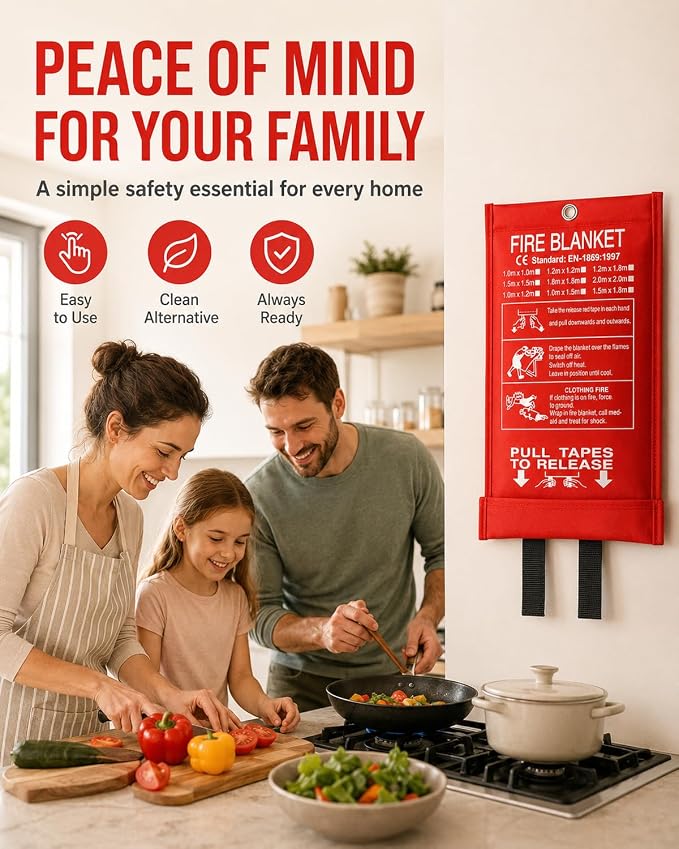 Ougist 4 Pack Emergency Fire Blanket for Home and Kitchen, 40"x40" Fire Blankets for Safety, Fiberglass Flame Suppression for Grill, RV & Camping, Peace of Mind for Your Family