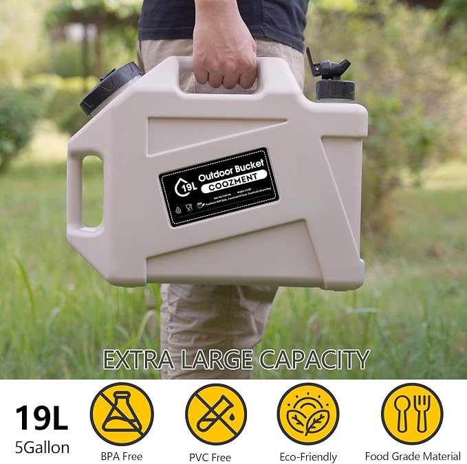 COOZMENT 3.2 Gallon/5 Gallon Water Containers with Spigot, BPA Free Water Jug, Military Green Water Tank, Multifunction Water Storage Containers for Camping Outdoor Hiking,Emergency Storage