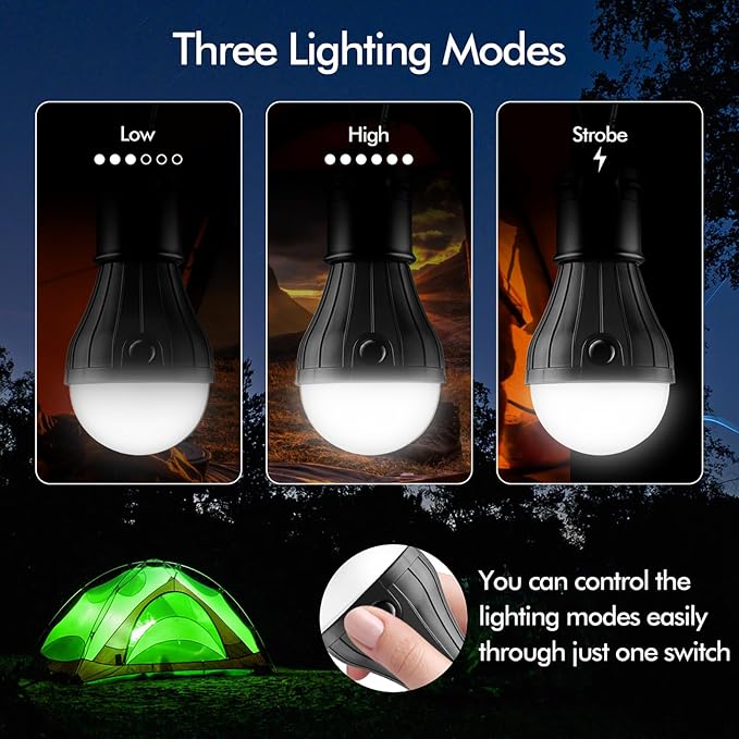 FLY2SKY Tent Lamp Portable LED Tent Lights 5 Packs Hook Hurricane Emergency Lights LED Camping Light Bulb Camping Tent Lantern Bulb Camping Equipment for Camping Hiking Backpacking Fishing Outage | Battery Powered LED Tent Lights Bulbs Outdoor Camping ...