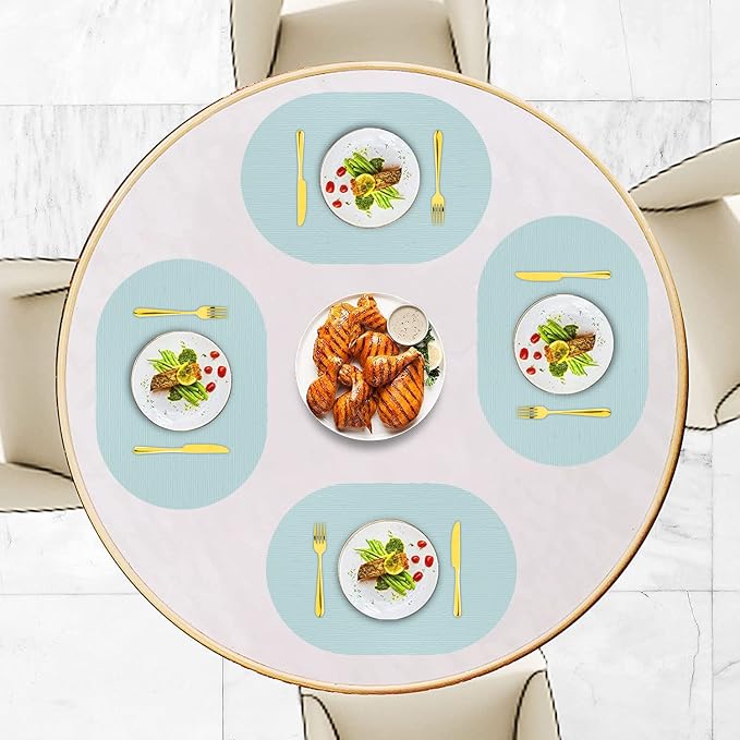 IYYI Silicone Placemats, Dining Placemats Set of 4, Waterproof Placemats for Kids, Heat Resistant Non-Slip Silicone Mats for Dinner Table, Dishwasher Safe (Light Blue, 17.7" ×12")