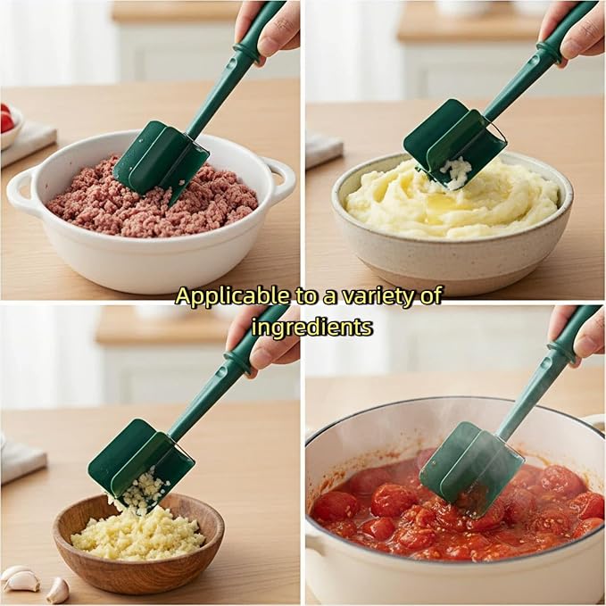 Meat Chopper, Hamburger Grinder, Premium Heat Resistant Masher for Ground Beef, Burger Grinder, Potato Masher, Nylon Potato Mix Tool, Safe, Non-Stick, Mix and Chop Kitchen Tool - Black