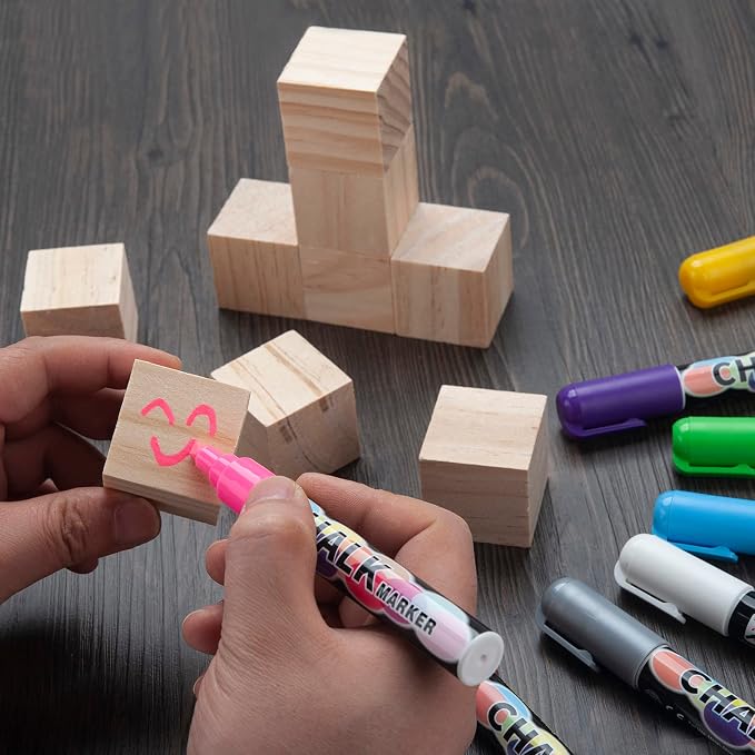 Wooden Blocks for Crafts 1.5 inch, 10 PCS Blank Wood Blocks for Crafts, Large Wood Cubes for Baby Shower, Crafting, DIY Projects, Letters, Stamps, Dice, Natural Unfinished Square Wooden Block