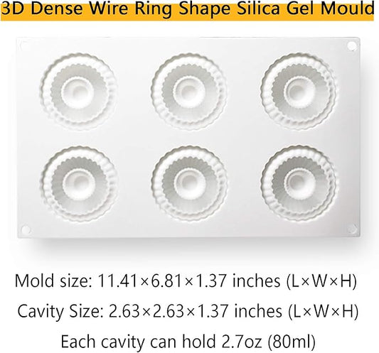 OCPO Kitchen Mini Silicone Mold for Baking Mousse & Cake, French Dessert Mold for Pastry Donuts Chocolate Brownie Jello (6-Cavity)