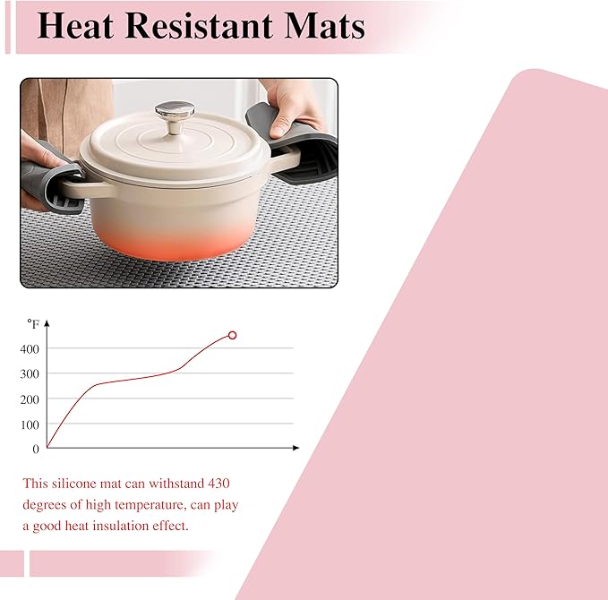 Silicone Mats Large Size, 2Pcs 27.5"x 19.5" Pink Silicone Craft Mat, Silicone Mats for Heat Resistant, Kitchen Counter, Paiting, Jewelry