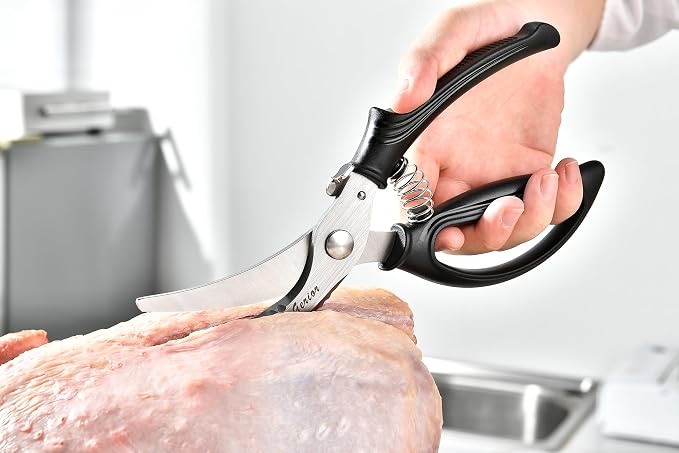 Heavy Duty Poultry Shears - Kitchen Scissors for Cutting Chicken, Poultry, Game, Meat - Chopping Vegetable - Spring Loaded