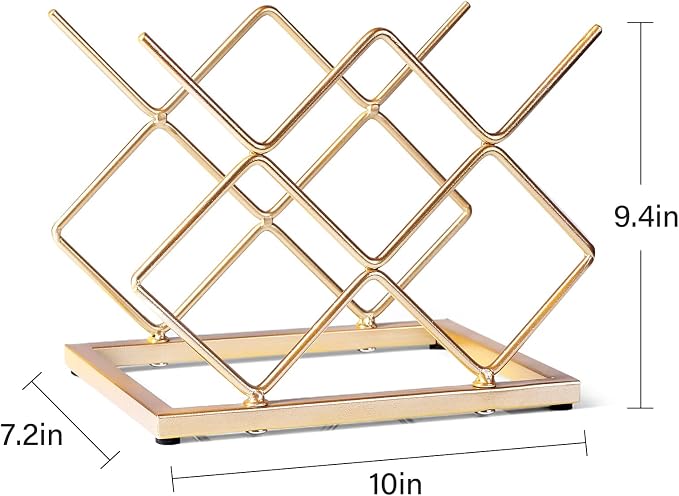 Countertop Wine Rack - 5 Bottle Freestanding Modern Gold Metal Small Wine Rack - Tabletop Wine Holder Stand for Cabinet, Pantry, Wine Bottle Storage…