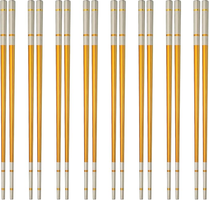 uxcell 8 Pairs Stainless Steel Chopsticks, 23.5cm / 9.25 Inch Metal Chop Sticks Square Lightweight Chopsticks Tableware Accessories Bulk for Home Kitchen Hot Pot Cooking, Colored Purple