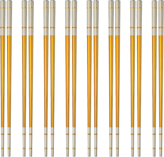 uxcell 8 Pairs Stainless Steel Chopsticks, 23.5cm / 9.25 Inch Metal Chop Sticks Square Lightweight Chopsticks Tableware Accessories Bulk for Home Kitchen Hot Pot Cooking, Colored Purple