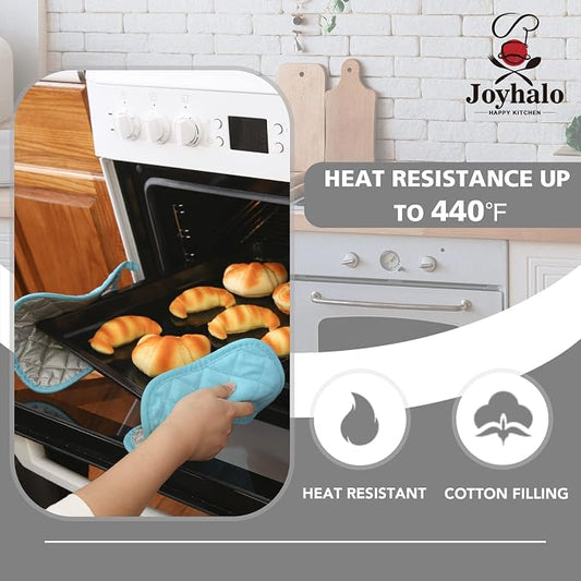 Joyhalo 5 Pack Pot Holders for Kitchen Clearance | Cotton Made, Machine Washable, Heat Resistant Potholder, Hot Pads, Trivet for Cooking and Baking, Aqua
