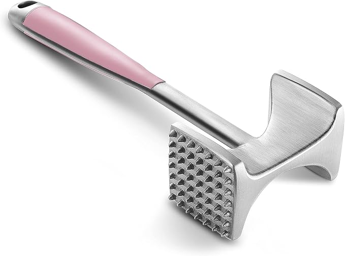 KITEXPERT Meat Tenderizer Hammer with Comfortable-Grip Handle, Dual-side Mallet for Kitchen, Heavy Duty Pounder For Tenderizing Steak, Beef and Fish, Pink
