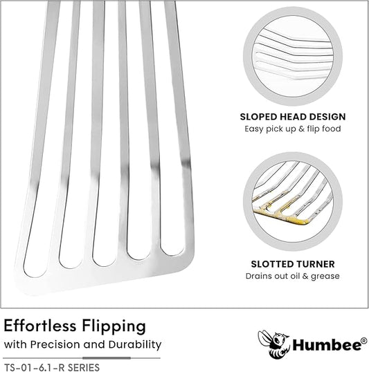 6 Inches Fish Turner, Slotted Fish Spatula Dishwasher Safe NSF, Shovel Black