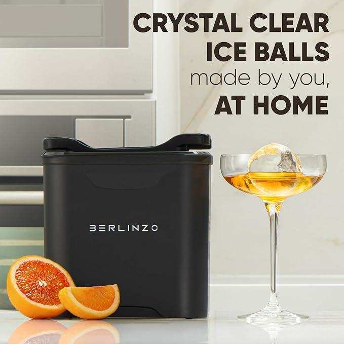 Berlinzo Ice Ball Maker Mold - 2 Clear 2.4in Whiskey Spheres, Non-Electric