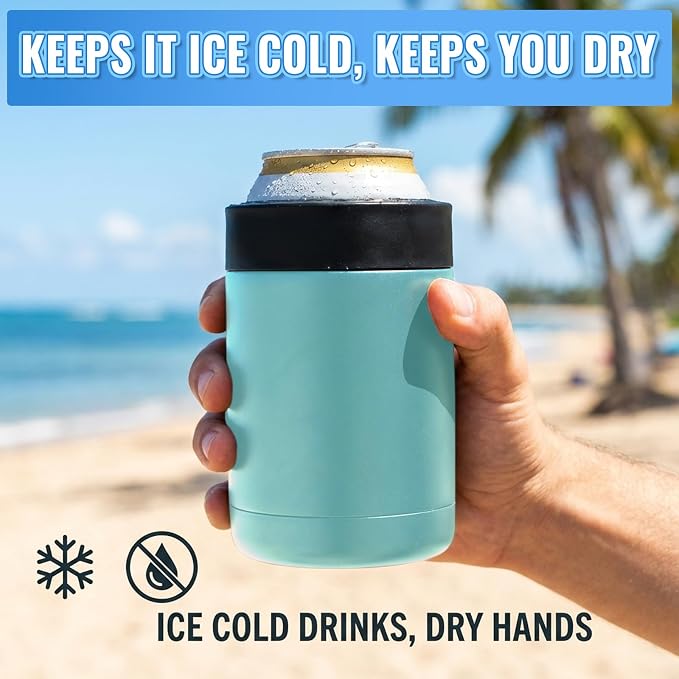 Can Cooler 12 OZ Beer Holder, Stainless Steel Beverage Can Insulator | Standard Size Cans Holder with Vacuum Insulated, Metal Koozie for Cans, Mint Green