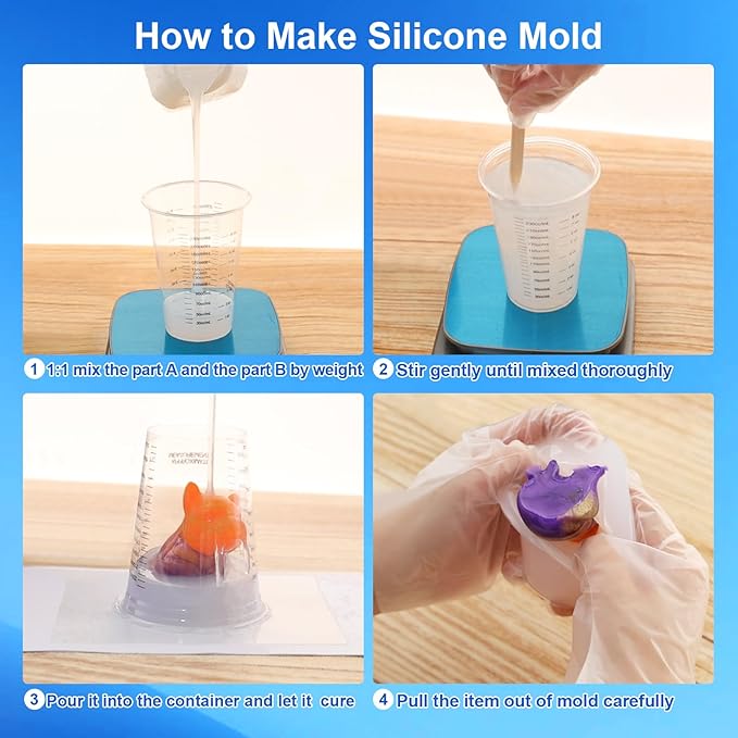 CHANGTIKEJI Silicone Mold Making Kit, 148oz 10A Elastic Liquid Silica Gel for Casting Resin molds and Candle & Soap Mold,Fast Cure Translucent Platinum Silicone Rubber