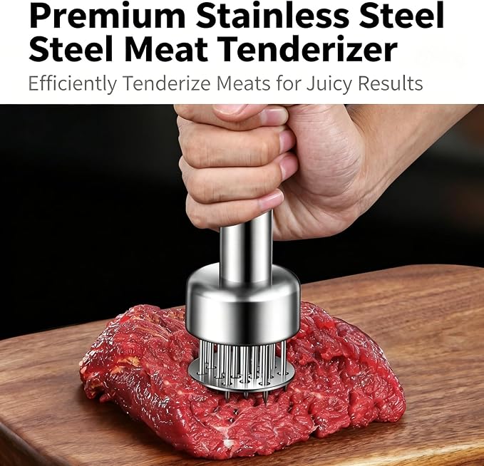 Meat Tenderizer Tool | 21 Auto Rebound 304 Stainless Steel Meat Tenderizer, Dishwasher Safe for Steak Pork Chicken Salmon