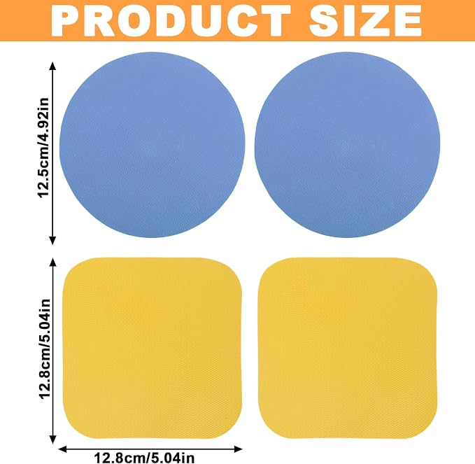 LUTER 4pcs Jar Opener Gripper Pads, Rubber Jar Opener Mat | Round & Square Jar Opener Mats for Seniors with Weak Hands Non-Slip Kitchen Coasters Gadgets (Blue Circle & Yellow Square)