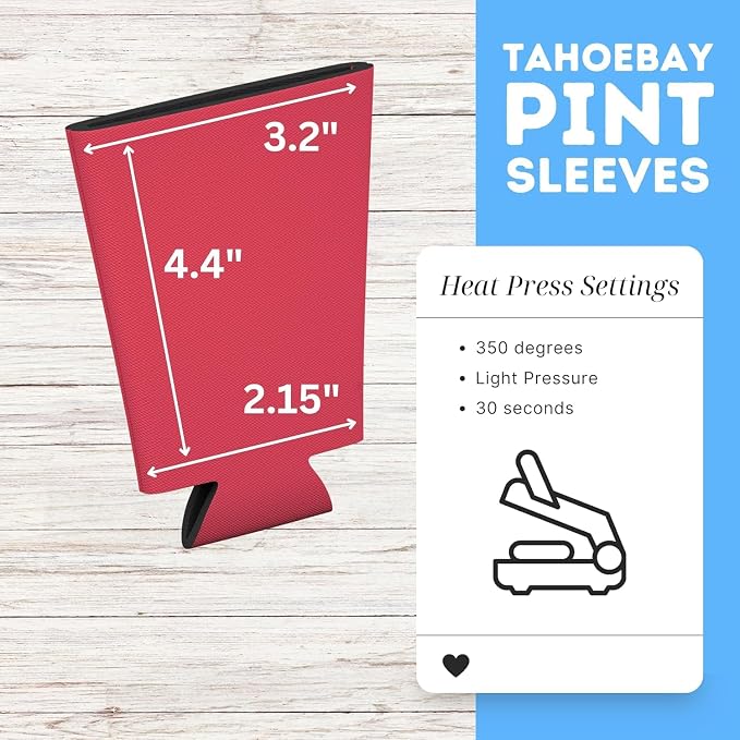 TahoeBay Blank Pint Glass Sleeves, Beer Coolers, 6-Pack, Red | Insulating Foam Cooler, 16oz Collapsible Tapered Beverage Holder, Bar Cup Insulator for Transfer Vinyl, HTV, Sublimation, DTF