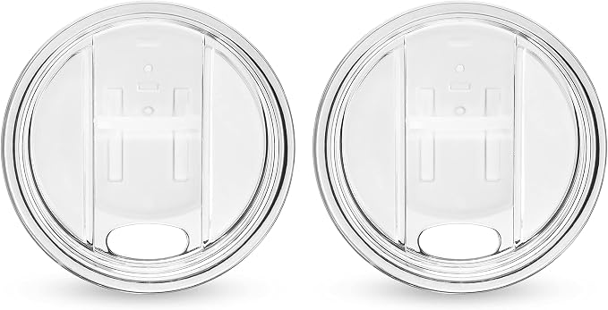 Host Wine Freeze Replacement Lids for Tumblers - Set of 2, Sliding Tab Closure, Travel Cup Lid for Wine Freeze Cooling Cup, Clear