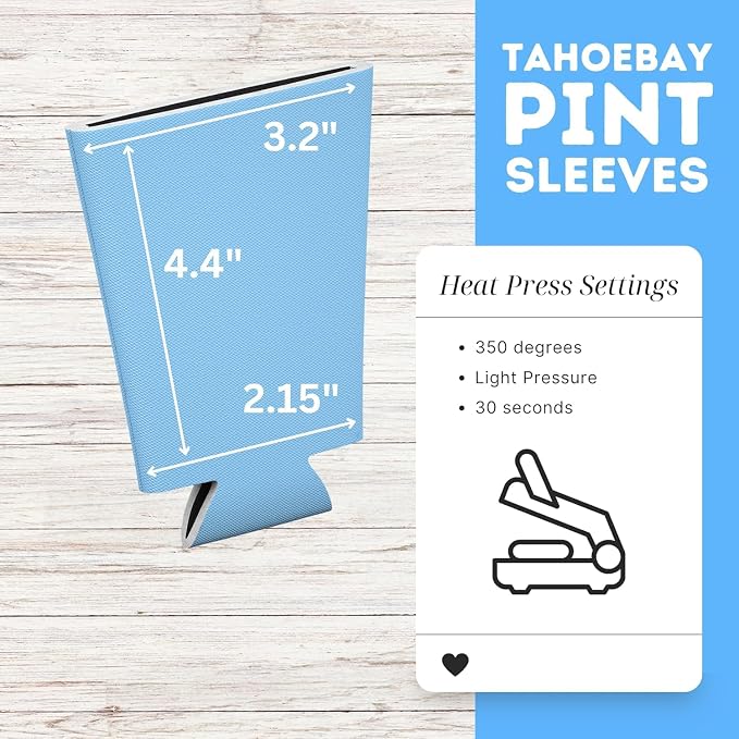 TahoeBay Blank Pint Glass Sleeves, Beer Coolers, 6-Pack, Placid Blue | Insulating Foam Cooler, 16oz Collapsible Tapered Beverage Holder, Bar Cup Insulator for Transfer Vinyl, HTV, Sublimation, DTF