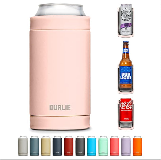 DUALIE 3 in 1 Insulated Can Cooler - 15+ Colors - Universal Size for 12 oz Cans, Slim Cans, and Bottles