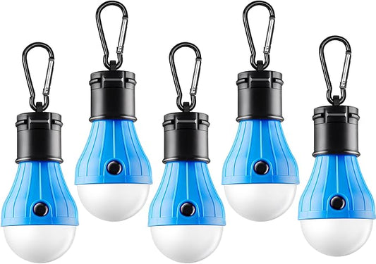 FLY2SKY Tent Lamp Portable LED Tent Lights Blue 5 Packs Hook Hurricane Emergency Lights LED Camping Lights Bulb Camping Tent Lanterns Camping Equipment for Camping Hiking Backpacking Fishing Outage | Battery Powered LED Tent Lights Bulbs Outdoor Campin...