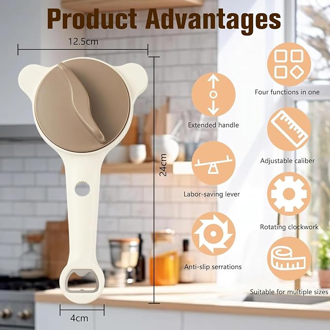 New Jar Opener for Seniors, 4-in-1 Can Openers for Weak Hands & Arthritis Sufferers with Non Slip Teeth, Ergonomic Non-Slip Handle, Fits 1-3.5 Inch Kitchen Mason Jars, Bottle & Cans