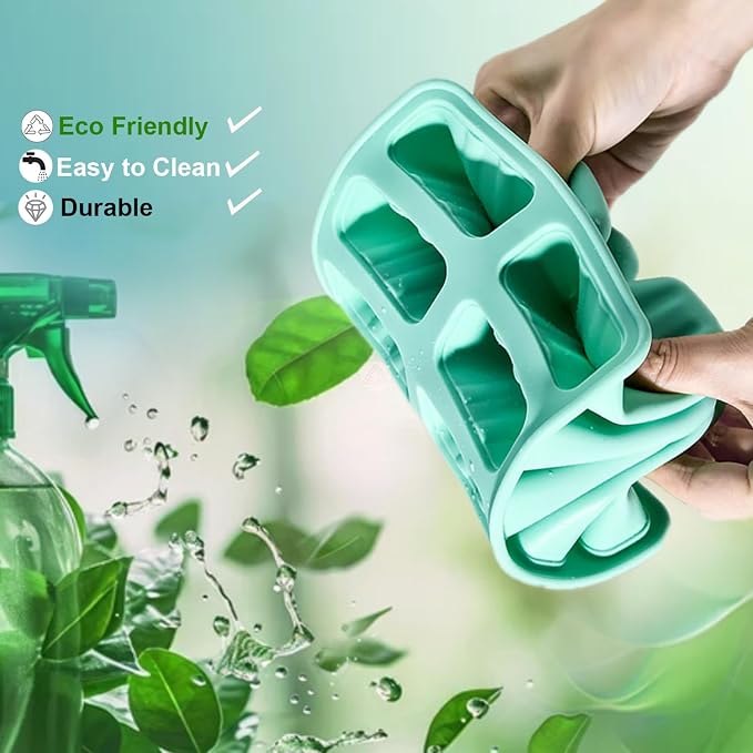 Silicone Popsicle Molds 10 Pcs Ice Pop Maker Molds with 10 Reusable Sticks, Cleaning Brush and Funnel - Homemade Easy-Release Reusable Popsicle Moulds Shapes (Green)