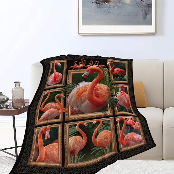 Yibuda Flamingo Blanket Bird Tropical Flannel Plush Throw Blanket Cozy Animal Decor Fleece Stuff Blanket Gifts for Lover Girls Boys Kids Adults Women Bed Travel 50"x60"