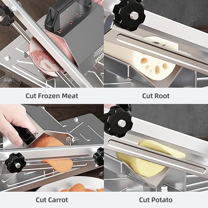 Manual Frozen Meat Slicer for Hot Pot, Upgraded Stainless Steel Meat Cutter for Beef Mutton Pork Roll, Food Slicer Machine for Shabu Shabu, BBQ, Sandwiches, KBBQ Home Cooking