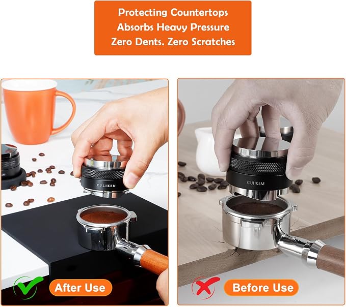 Minimalist Silicone Espresso Tamping Mat for Home Baristas | 5mm Thick Edge Drop Pad for Countertop Protection, Bottomless Portafilter Compatible Coffee Station Accessory, Easy Wash