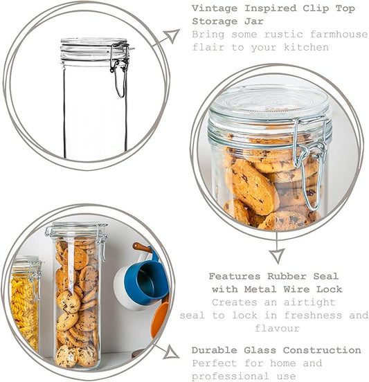 Rocco Bormioli Glass Spaghetti Jar, Fido Glass, Airtight Cap, Height 26 cm