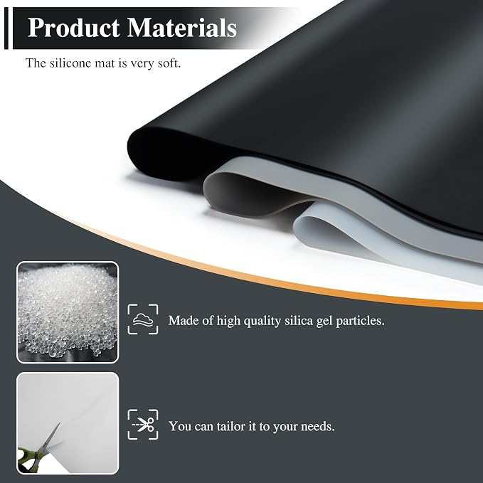 2Pcs 15.7"x 11.8"x 0.03" Frosted Silicone Table Mats, Silicone Placemats for Baking, Jewelry, Painting