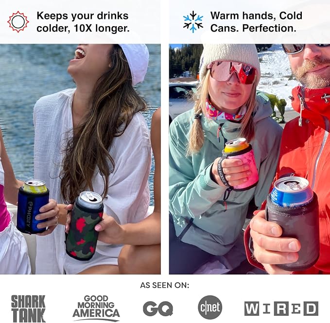 PHOOZY Insulated Can Cooler for Slim 12 oz Cans - Patented Drink Sleeve with NASA-Inspired Technology - Keeps Beer, Soda & Sparkling Water Cold Longer - Lightweight Outdoor Can Holder - Blue
