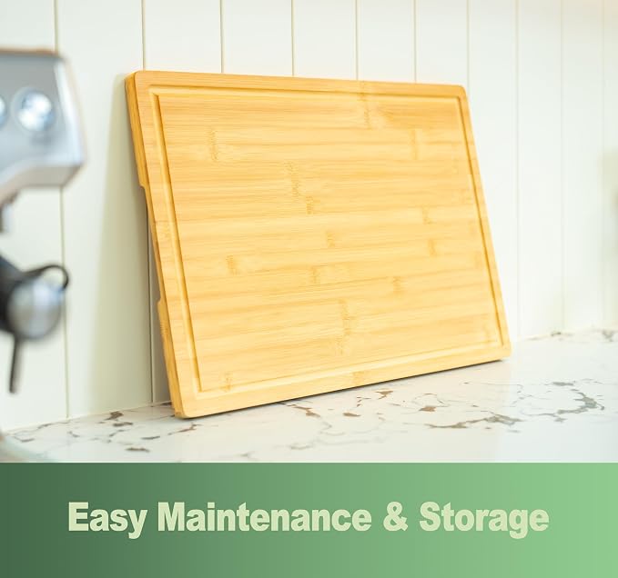 Allsum 20x14" Extra Large Bamboo Cutting Boards for Kitchen, XL Wood Charcuterie Boards Cheese Serving Tray with Side Handles and Juice Grooves, Solid Durable Reversible