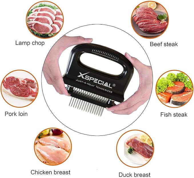 Deluxe 48 Blade Meat Tenderizer Tool – Stainless Steel, Detachable Design | Ultra-Sharp Needle Design | Transforms Tough Cuts into Juicy Cuts in Seconds, Easy to Use & Clean, Dishwasher Safe