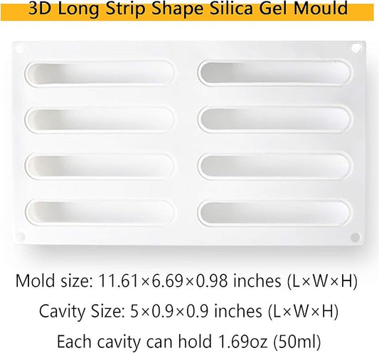 OCPO KITCHEN Eclair Silicone Mold for Baking Mousse Cake, 3D Silicone Baking Mold for Cakes French Pastry Chocolate Brownie, Cake Decoration, 3D Eclair Shape (8-Cavity)