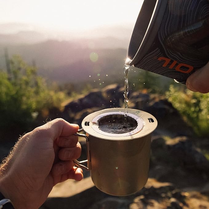 Coulée EcoPour B.I.O.N. Coffee, All Paper Single Serve Pour Over Decaffeinated Coffee, for Camping or Traveling, Pre Filled Compostable Filters, Ready to Brew with Hot Water, Plastic Free, 10 Pack