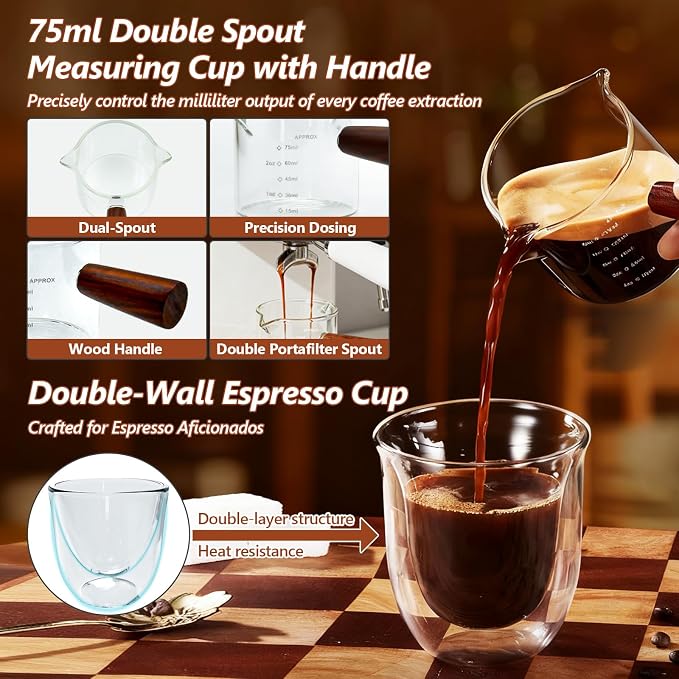 7 Pcs 53mm Espresso Accessories Kit, Spring Loaded Calibrated Tamper, WDT Tool, Coffee Measuring & Espresso Cup and Tamper Mat, Puck Screenr & Dosing Funnel, Fit 54mm Espresso Machines & Portafilters