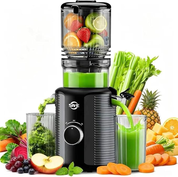 5ive Cold Press Juicer, 5.1" Juicer Press with 41oz Capacity for Fruits Veg | 300W Juicer Machines 99% Yield Juice Press Juice Maker with Recipe