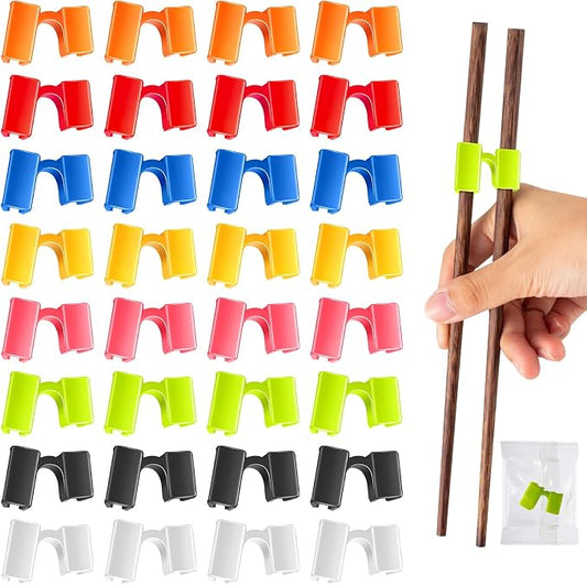200 Pcs Reusable Chopsticks Helper Multicolor Plastic Practice Chopstick Trainer Hinges Connector Training Chinese Chop Non Slip Stick Helper for Adult Learner Beginner
